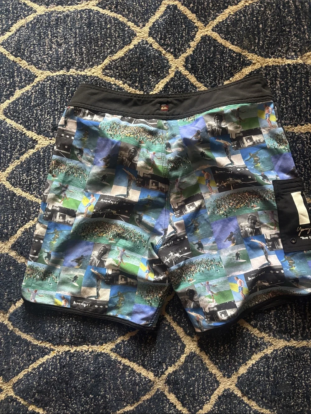 Quiksilver Boys' Black & Blue Photo-Print Swim Trunks